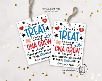 CNA Week Gift Tags, CNA Crew Appreciation Tags, Certified Nursing Assistant Printable, Thank You Treat Favor Tags, Instant Download