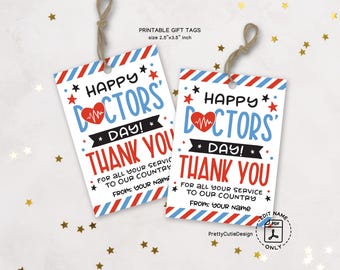 Printable Doctor's Day Gift Tags Instant Download, Happy National Doctor's Day Appreciation Favor Tag, Doctor's Day Thank You Treat Bag Tag