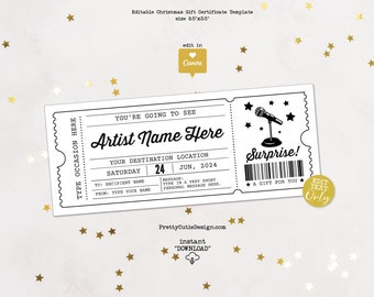 Editable Concert Gift Ticket Template Printable Voucher, Birthday Surprise Concert Ticket Gift Certificate, Fake Concert Ticket Printable