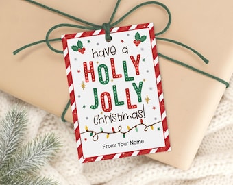 Christmas Gift Tags, Holly Jolly Treat Bag Labels, Holiday Wrapping Accents, Digital Download