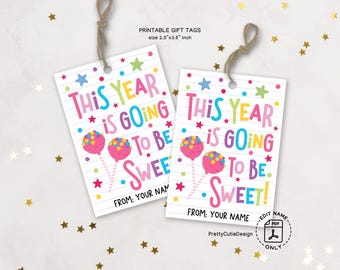 Back to School Gift Tags Printable, This Year Is Going to Be Sweet, Candy Theme Favor Tags, Student Classroom First Day of School Treat Tags