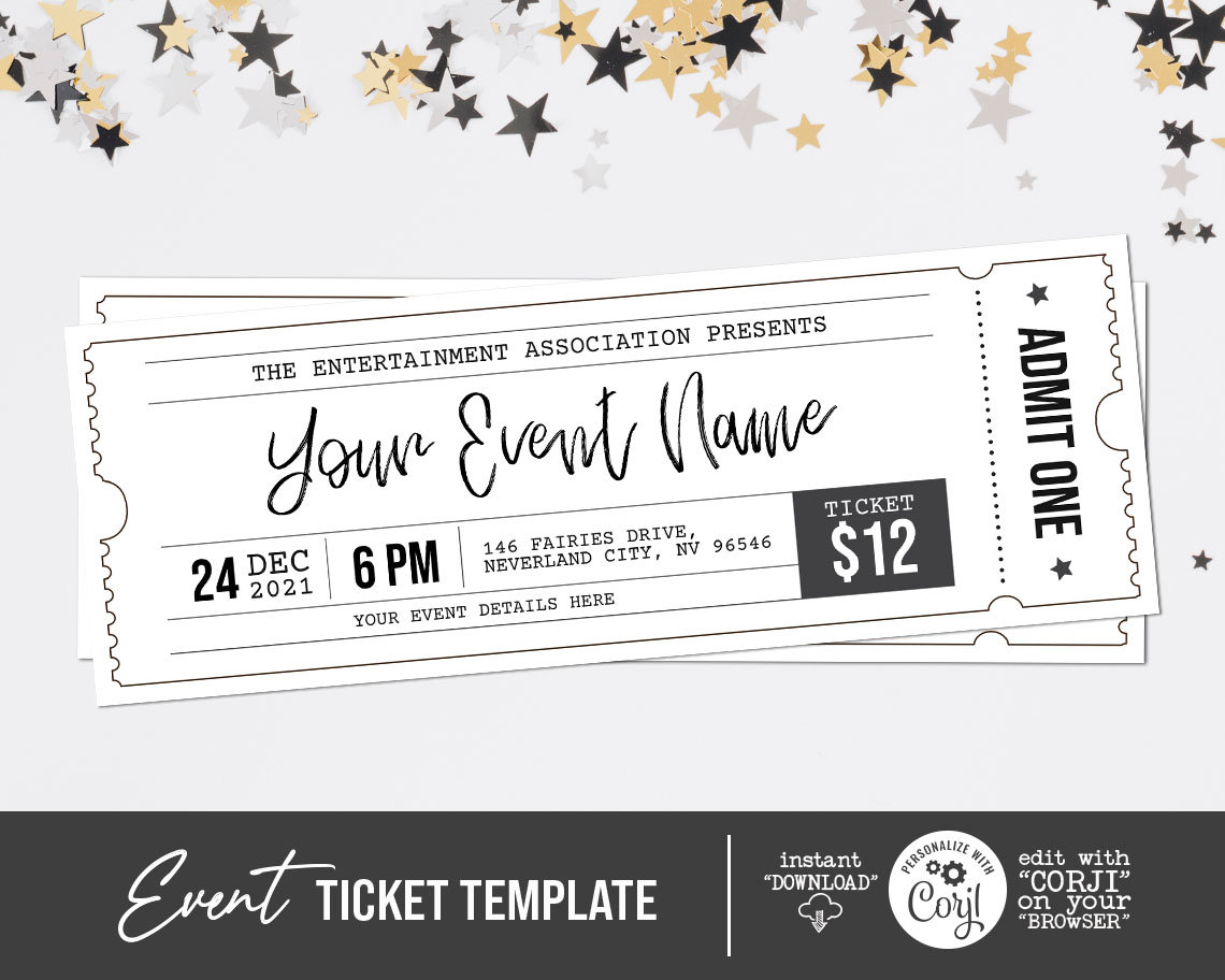 event ticket template show ticket movie ticket concert fake etsy ireland