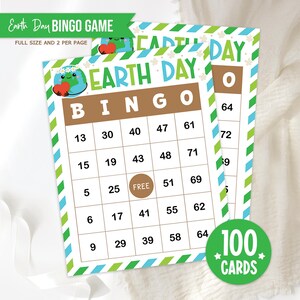 Earth Day Bingo Game: 100 Printable Number Cards (Digital Download)