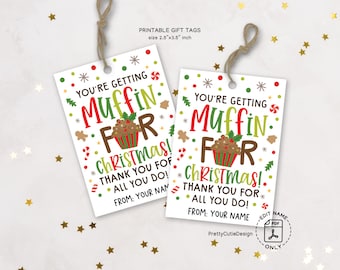 Funny Christmas Gift Tags Printable, Holiday Muffin Tags for Coworkers Teachers Friends