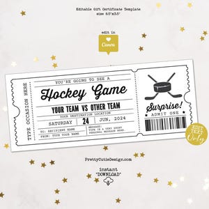 Hockey Geburtstag Geschenkgutschein Vorlage, Hockey Geburtstagsgeschenk Gutschein, Überraschungsticket Hockey Spiel Geschenkgutschein, Hockey Fake Ticket