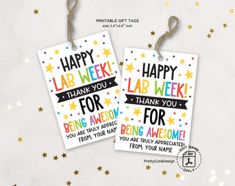 Lab Week Gift Tags Printable, Medical Laboratory Professionals Week Thank You Tags, Lab Tech Appreciation, Instant Download