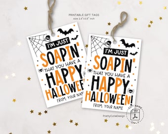 Funny Halloween Gift Tags, Soap Themed Favor Tags (Digital Download)