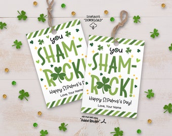 St Patricks Day Printable Tags, You Shamrock Gift Tag, Kids St Patricks Day Shamrock Favor Tag, St Patricks Teacher Classroom Gift Tags