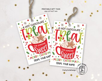 Hot Chocolate Tag Printable, Christmas Classroom Treat Favor, Holiday Cocoa Bomb Gift Label