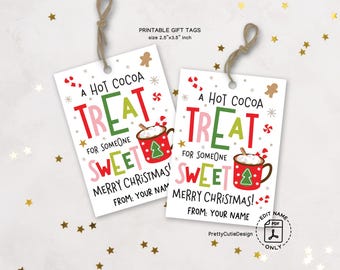 Christmas Hot Cocoa Gift Tags Printable, Treat Bag Labels for Someone Sweet
