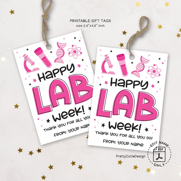 Medical Laboratory Professionals Week Appreciation Tags, Happy Lab Week Gift Tag Printable, Lab Appreciation, Lab Technician Thank You Card