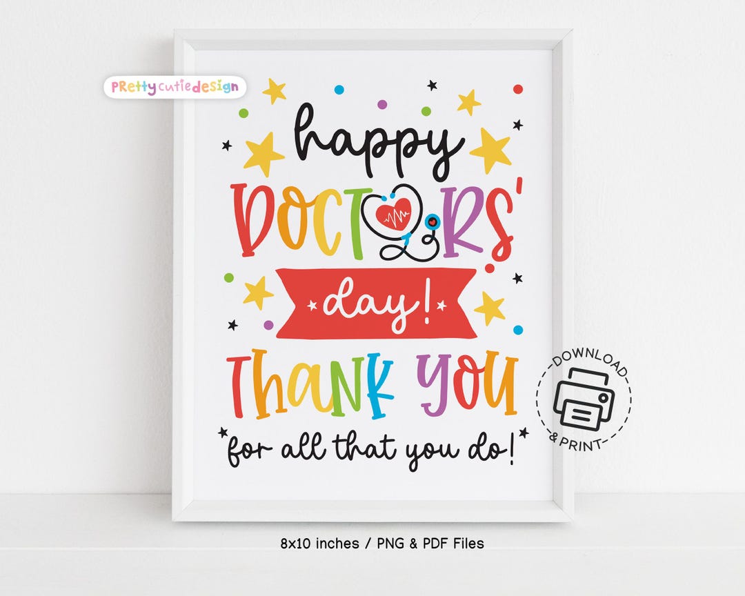 Doctor’s Day Wall Decor, Printable Thank You Doctor Poster, Instant ...
