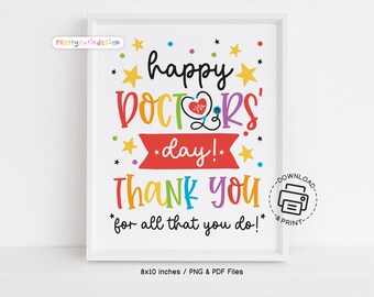 Doctor’s Day Wall Decor, Printable Thank You Doctor Poster, Instant Download Medical Office Sign, Appreciation Gift Idea