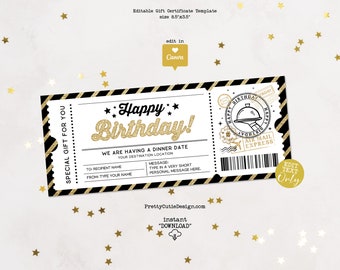 Date Night Coupon Template, Birthday Surprise Date Night Gift Certificate, Meal Out Voucher Template, Downloadable Date Night Voucher