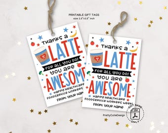 Healthcare Foodservice Workers Gift Tags, Thank You Coffee Design (Printable)