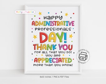 Administrative Professionals Day Sign Printable, Admin Appreciation Week Decor, Office Wall Art, Thank You Poster for Admin Staff