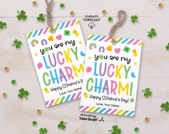 You Are My Lucky Charm Tag Printable Gift Tags, St Patty's Day Classroom Treat Tags, St Patrick's Day Tag For Kids St Patricks Party Favors