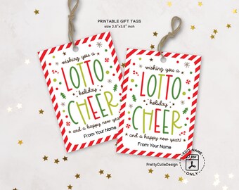 Christmas Lotto Gift Tag Printable, Holiday Lottery Ticket Labels, Instant Download