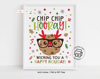 Christmas Chip Chip Hooray Cookie Bar Sign, Printable Christmas Appreciation Sign, Holiday Lounge Room Sign, Thank You Staff & Teacher Sign