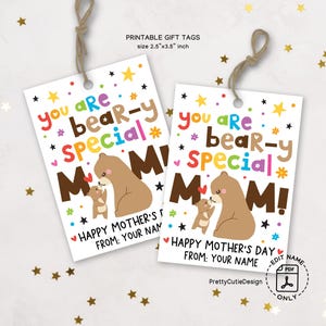 Etiqueta de regalo imprimible con temática de oso para el Día de la Madre, etiquetas "Eres una mamá especial", lindas etiquetas de regalo de animales para niños, etiqueta de regalo DIY para el Día de la Madre