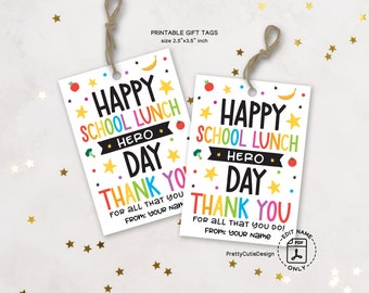 School Lunch Hero Day Gift Tag Printable, School Lunch Lady Tag, School Staff Appreciation Gift Tag, Food Service Worker Thank You Gift Tag