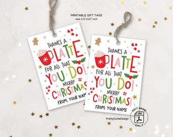 Christmas Gift Tags, Thanks a Latte, Coffee Pun Treat Labels, Teacher Appreciation