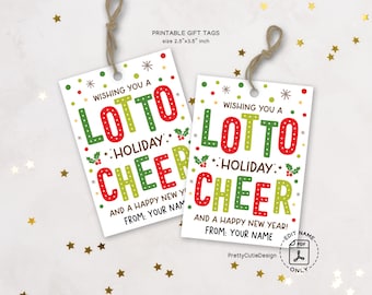 Lottery Ticket Gift Tag, Holiday Cheer Printable, Christmas Lotto (Instant Download)