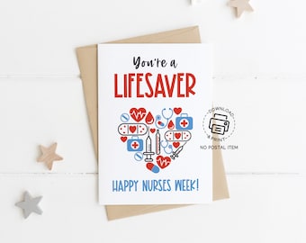 Nurse Appreciation Card, Happy Nurses Week Card Printable, Nurse Greeting Card, Thank You Nurse Card, 5x7 Greeting Cards And 4x6 Cards