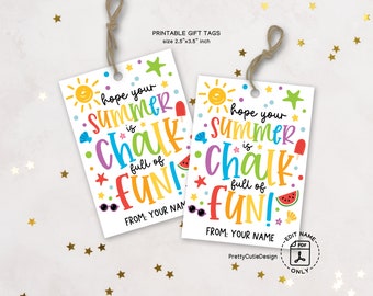 Last Day of School Tags, Last Day of School Printable, Chalk Summer Tag, End of School Year Gifts, Hope Your Summer is Chalk Full of Fun