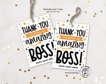 Boss Appreciation Gift Tags: Printable Thank You Tags (Digital Download)