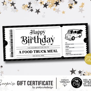 Editable Food Truck Meal Ticket Template Food Truck Birthday - Etsy