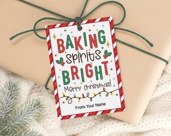 Baking Spirits Bright Christmas Gift Tags, Cookie Exchange Treat Bag Labels, Digital Download