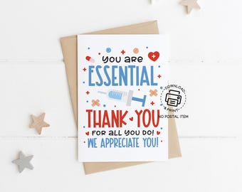 You Are Essential Nurse Card, Printable Thank You Card for Nurses Week, Instant Download Appreciation Gift for Healthcare Worker