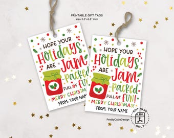 Christmas Gift Tags Printable, Jam Packed Pun Jar Labels, Teacher Neighbor Favors