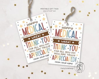 Medical Laboratory Professionals Week Gift Tags Printable, Med Lab Tech Appreciation, Thank You Tags for Lab Staff Instant Download