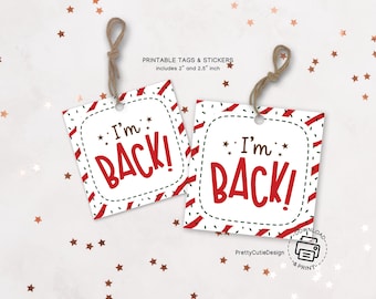 Elf I'm Back Printable Tag: Christmas Cookie, Favor, Gift (Digital Download)