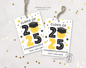 Class of 2025 Graduation Gift Tags Printable, Congrats Grad Favor Tags for Graduation Party Bags, Instant Download PDF