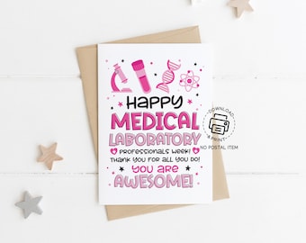 Happy Medical Laboratory Professionals Week Card, Printable Lab Week Greeting Card, Science Appreciation, Instant Download PDF