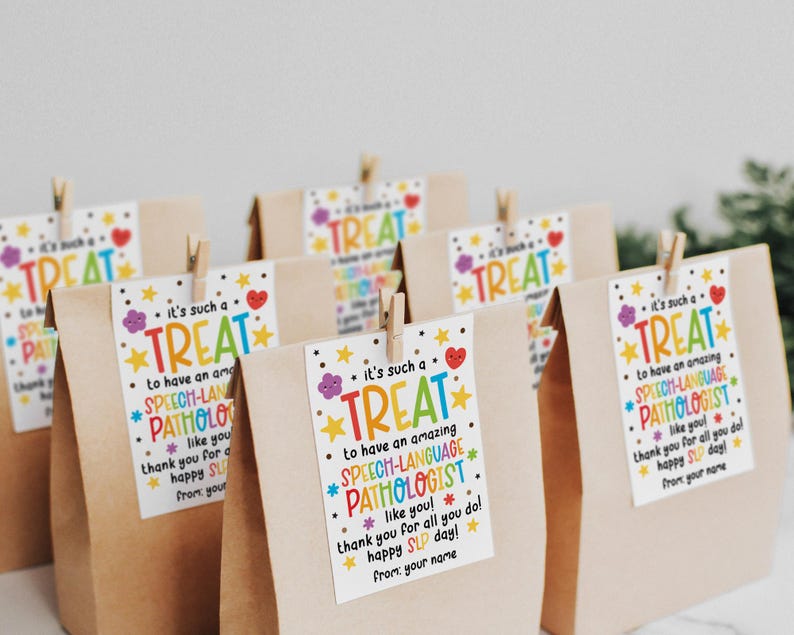 Rainbow SLP Gift Tag: Speech Language Pathologist Appreciation (digital ...