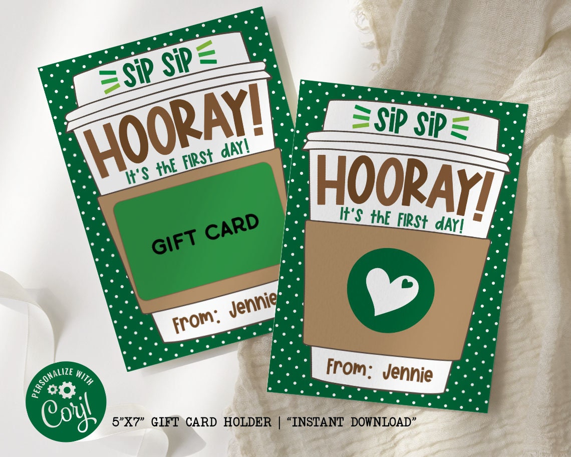 PRINTABLE Coffee Gift Card Holder Teacher Back to School Staff First ...
