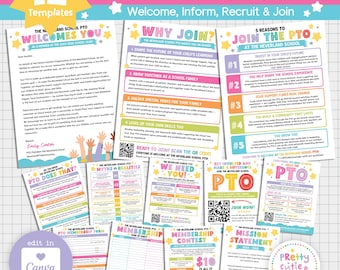 Editable PTO PTA Template Bundle | School Membership Kit | Instant Download