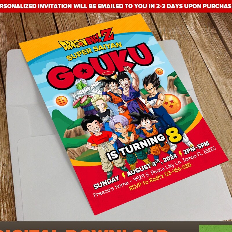 Dragon Ball Z Birthday Card Etsy