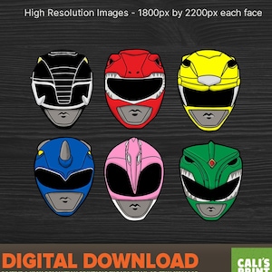 Printable Power Danger Face Cut outs - Super Sentai Birthday - Super Sentai Party Supplies - Instant Download