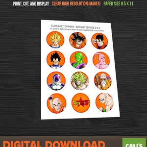 Printable Dinoball Z Cupcake Toppers - Dragon Ball Birthday - Dragon ...