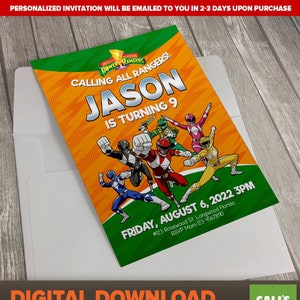 Personalized Power Danger Digital Invitation - Super Sentai Birthday - Super Sentai Party Supplies