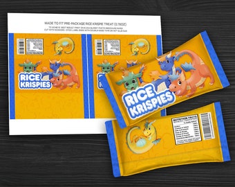 Printable Cute Dragons Rice Krispies Labels - Baby Dragons Birthday  - Digital Download