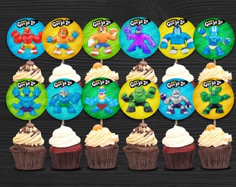 Toppers de cupcake de cumpleaños Goo Jit Zu imprimibles - GooJitZu Cupcake - Goo Jit Zu Birthday Party Supplies