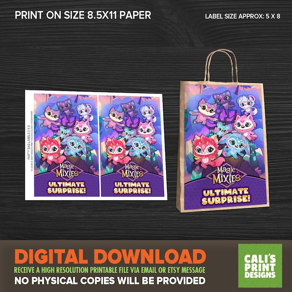 Printable Magic Pixies Party Bag label - Magic Nixies Birthday - Instant Download