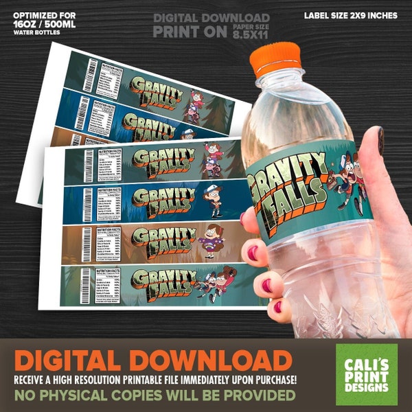 Printable Gravity Falls Bottle Labels - Gravity Falls Party - Gravity Falls Birthday Party Supplies