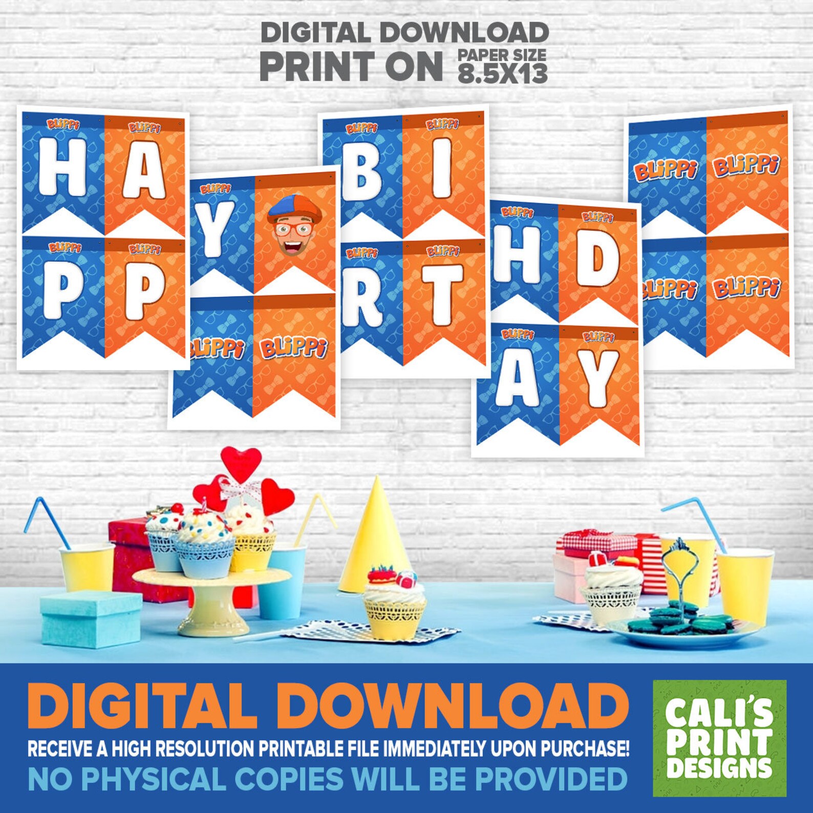 Printable Blippi Birthday Banners Party Decorations Blippi | Etsy